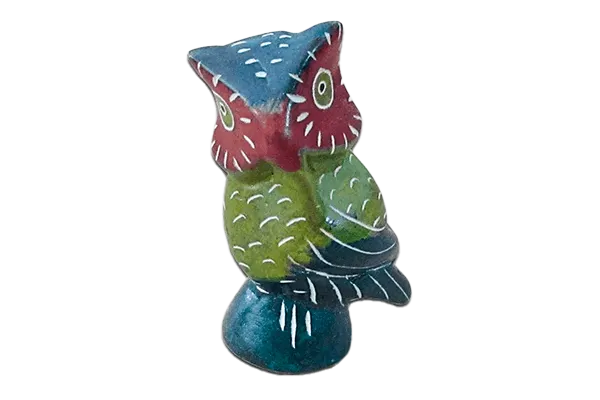 Coruja De Pedra Sabão Decorada Colorida